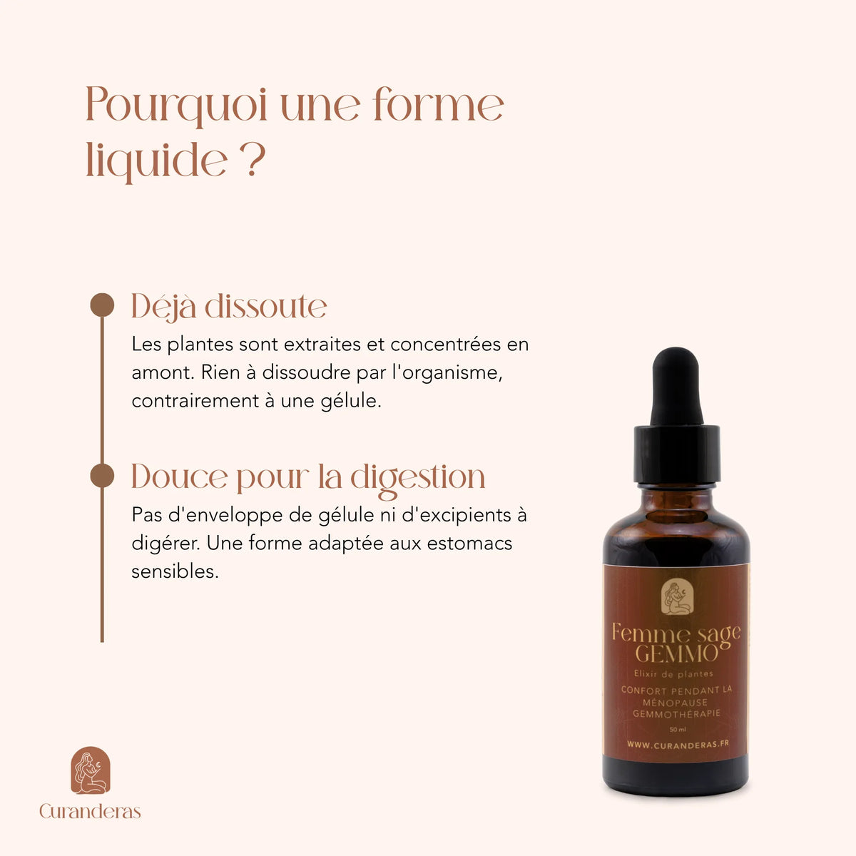 Élixir Femme Sage Gemmo en forme liquide : bourgeons déjà dissous, sans gélule ni excipient
