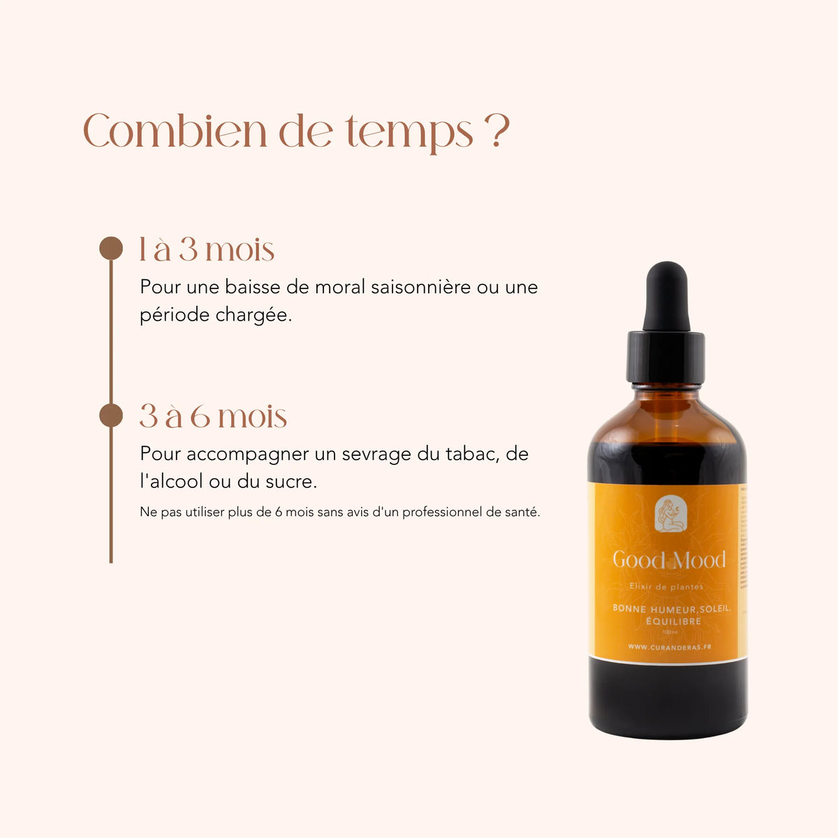 Durée de cure de l'élixir Good Mood : de 1 à 6 mois