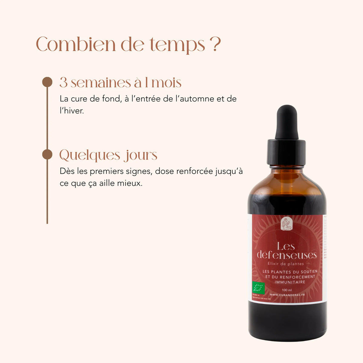 Durée de cure de l'élixir Les Défenseuses : de quelques jours à 1 mois